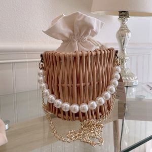 wicker purse with pearls